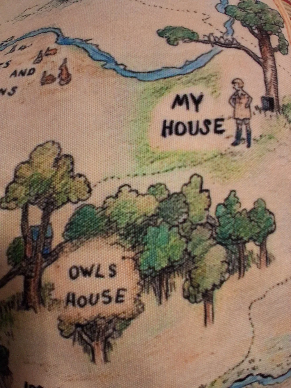 Vintage Winnie the Pooh Map Pillow Cover Illustrated Hundred Acre Wood 17
